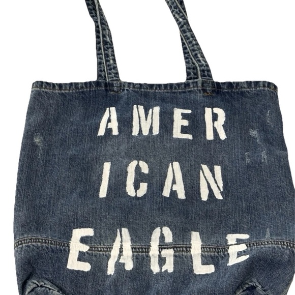 American Eagle Outfitters Handbags - American Eagle Outfitters Denim Distressed Tote Bag Beach Casual Bag